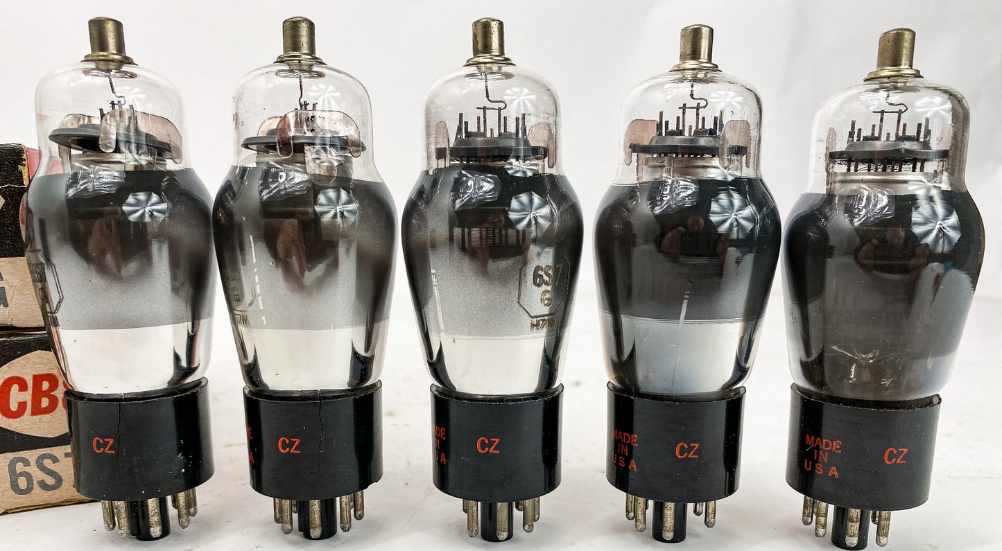 CBS 6S7G Silver Plate Bottom Foil D Getter Vacuum Tubes Set of 6 NIB *