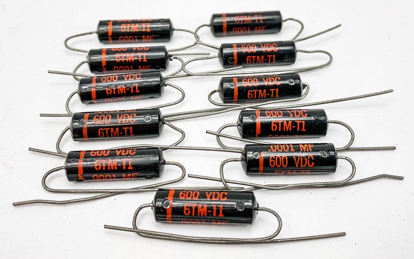 Sprague 0.0001 uf 600 VDC Black Beauty Capacitors 11x NOS