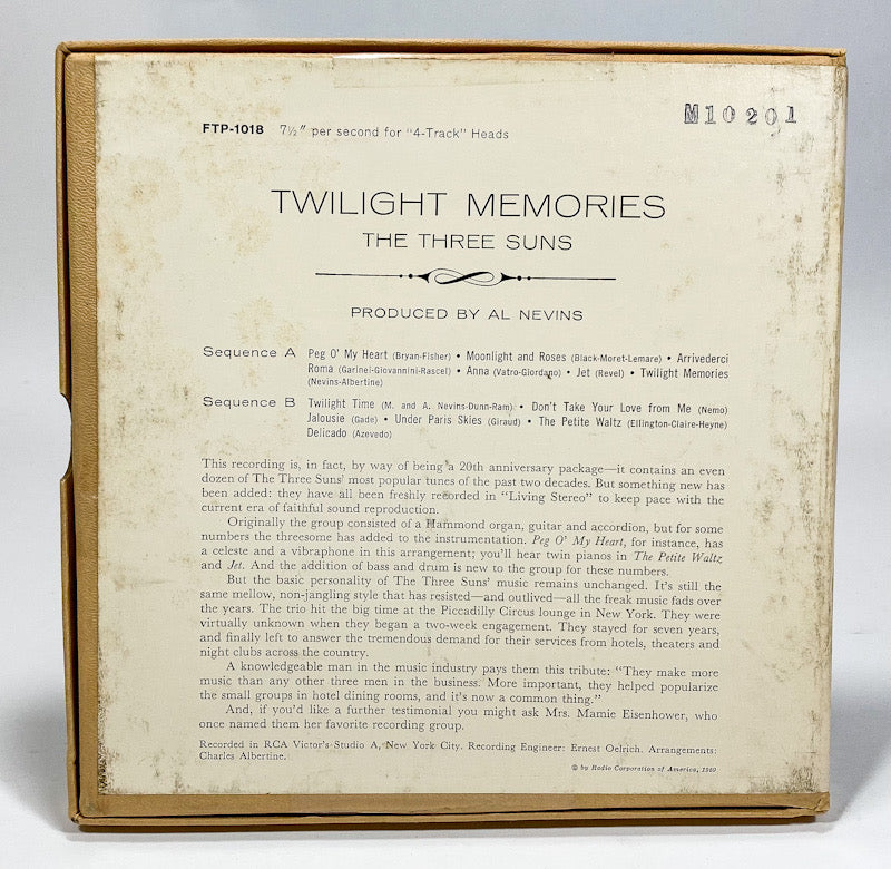 Twilight Memories by The Three Suns Reel to Reel Tape 7 1/2 IPS RCA Victor