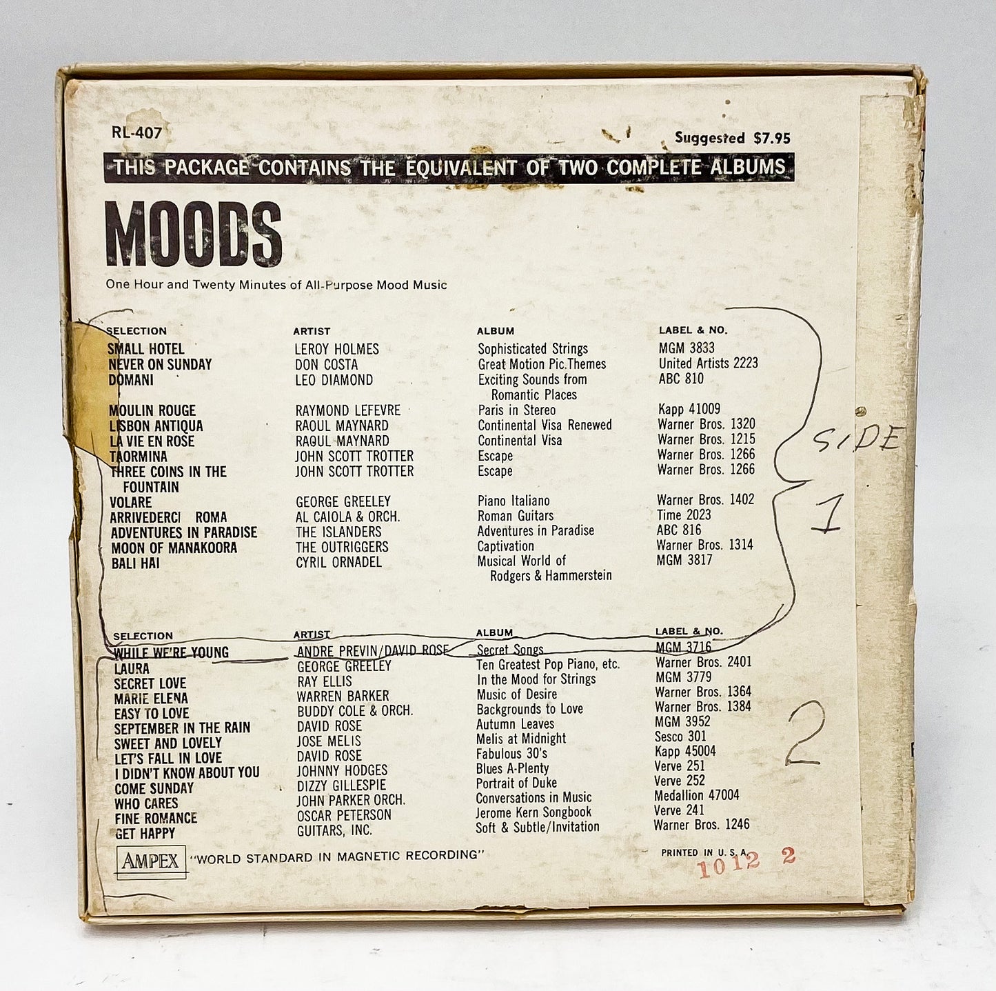 Moods / Sampler Series TwinPak Various Artist Reel to Reel Tape 7 1/2 IPS United