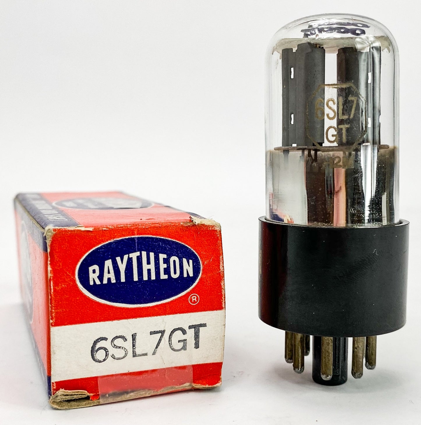 Raytheon 6SL7GT Smooth Grey Plate Bottom Foil D Getter Balanced Vacuum Tube