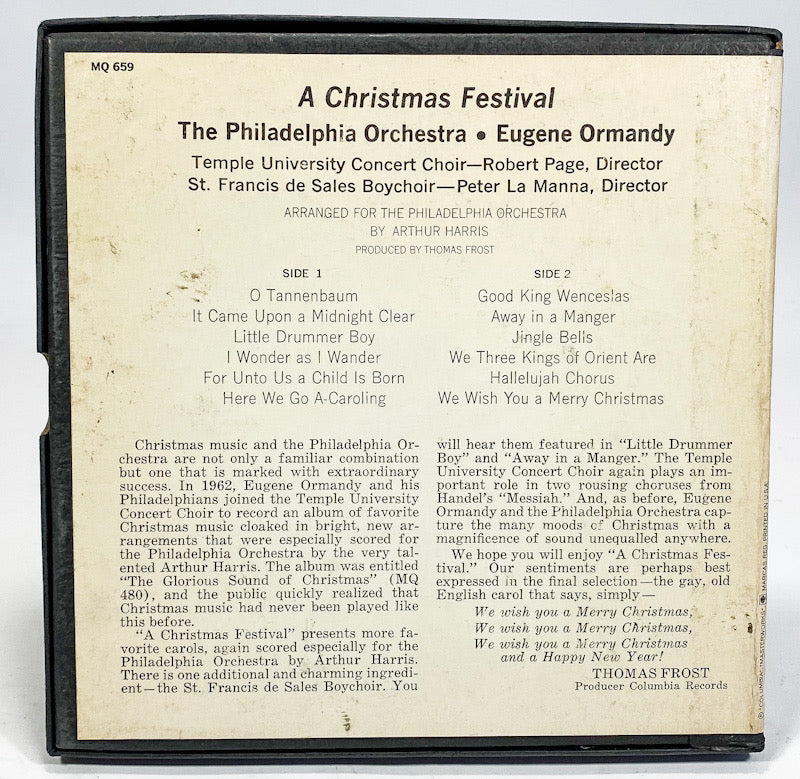 A Christmas Festival by Eugene Ormandy Reel to Reel Tape 7 1/2 IPS Columbia