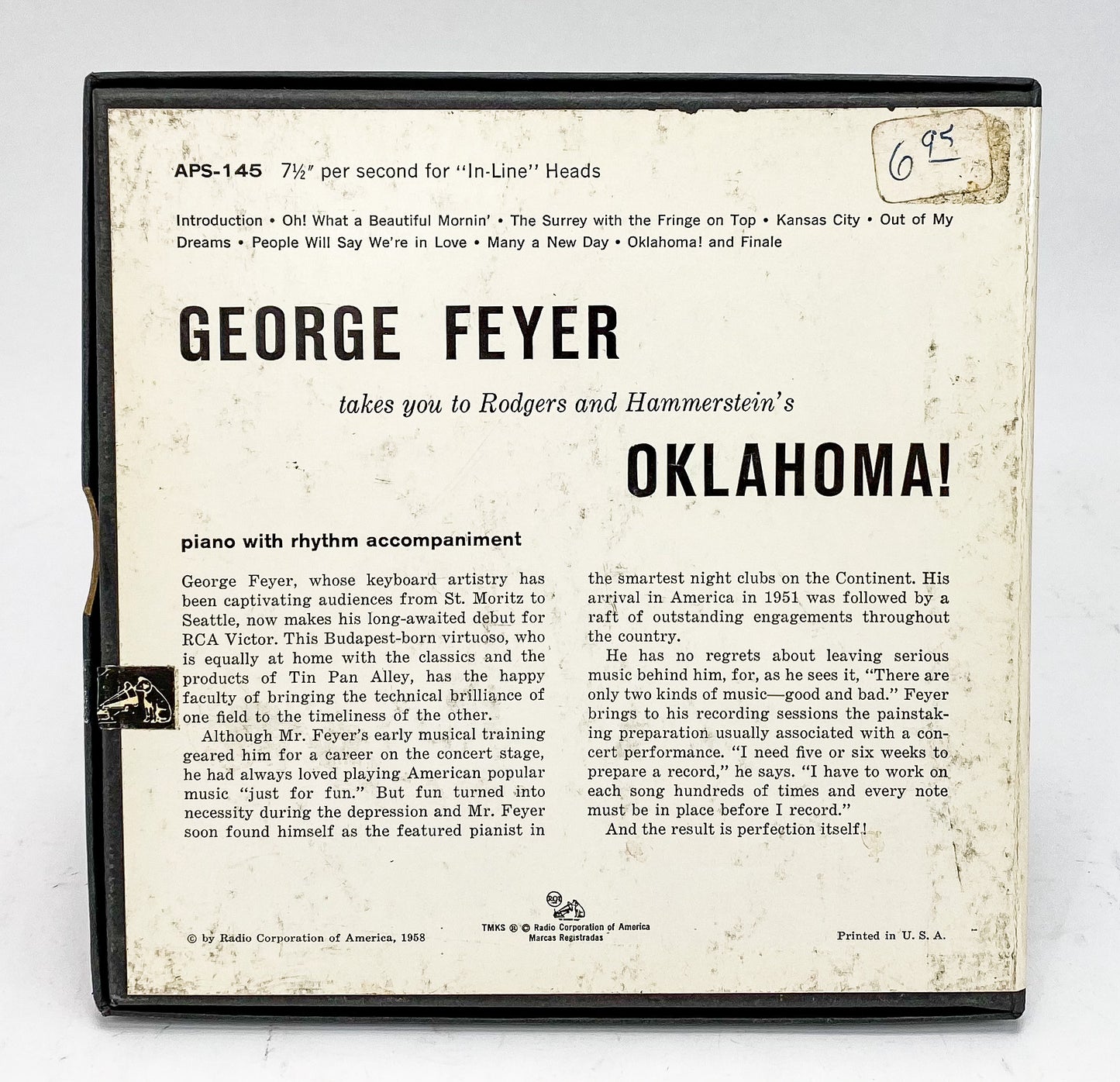 George Feyer Takes You To Oklahoma Reel to Reel Tape 7 1/2 IPS RCA Two Track