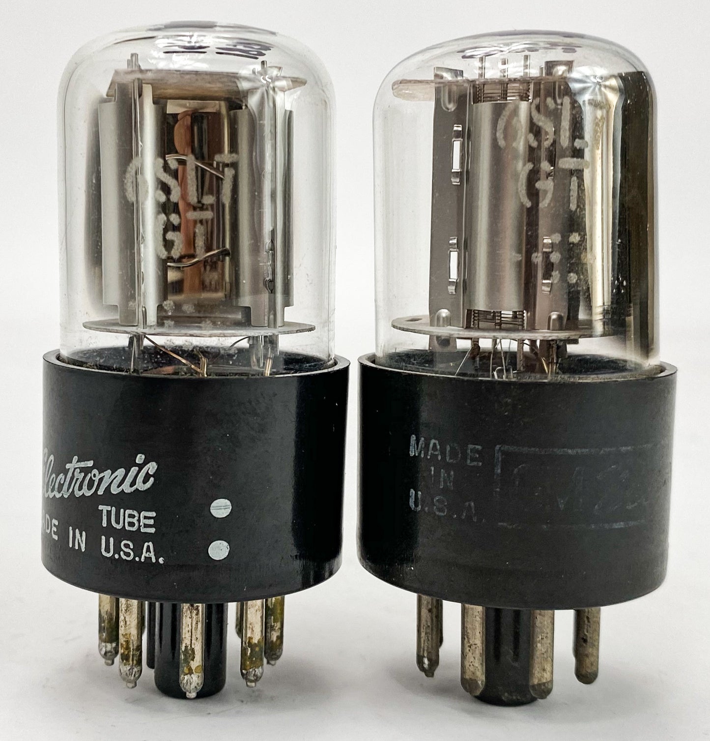 GE 6SL7GT Smooth Silver Plate Side O Getter Balanced and Matched Vacuum Tubes