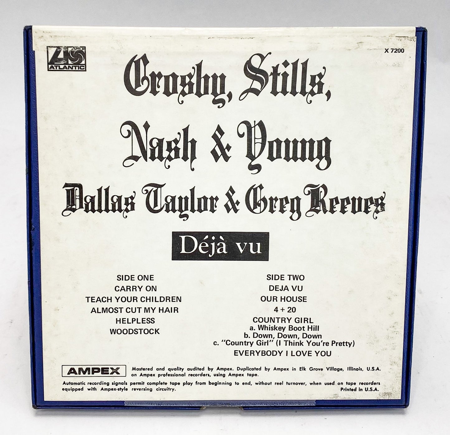 Deja Vu Crosby Stills Nash And Young Reel to Reel Tape 3 3/4 IPS Atlantic