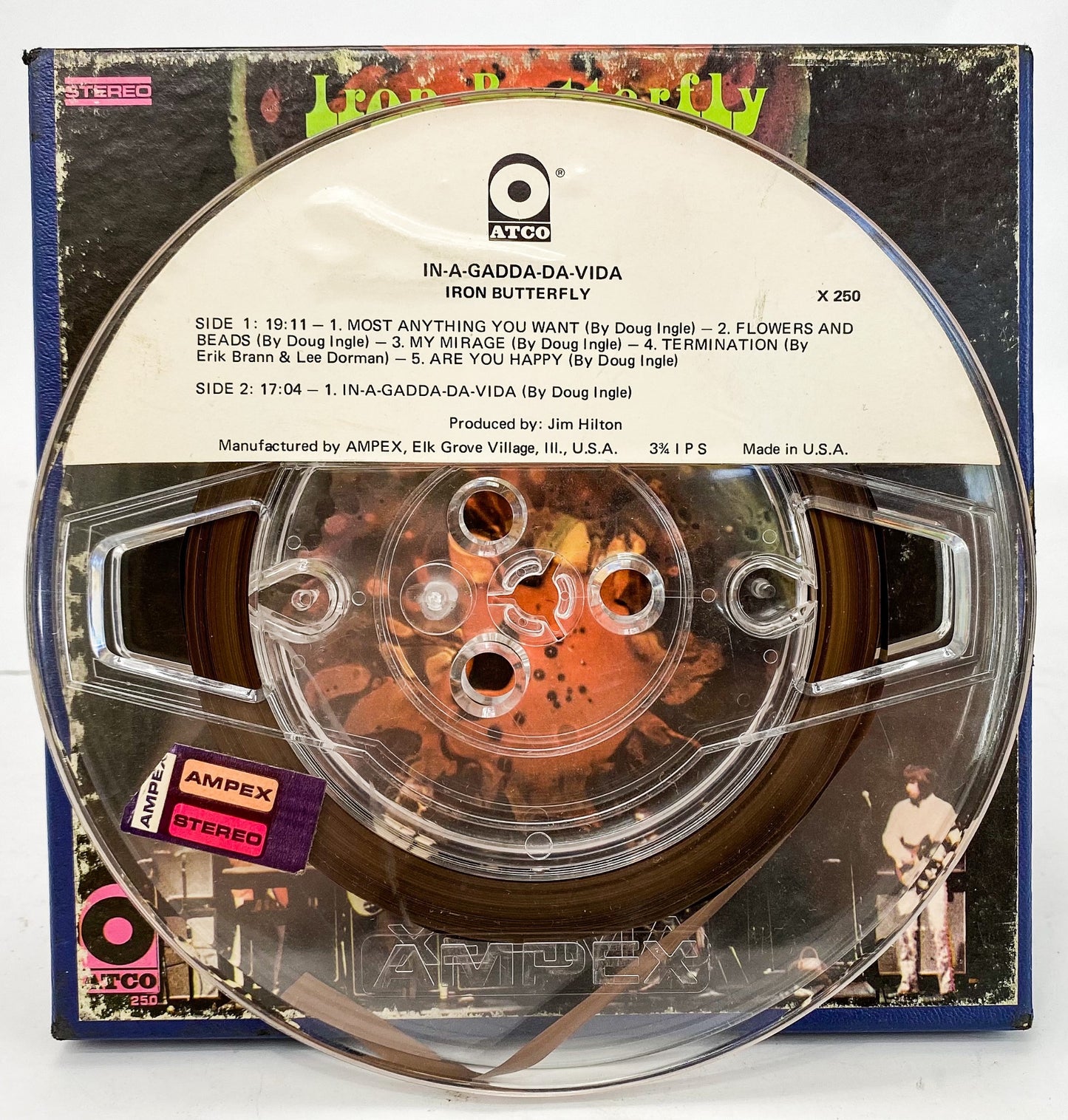 Iron Butterfly In-A-Gadda-Da-Vida Reel to Reel Tape 3 3/4 IPS Atco Ampex