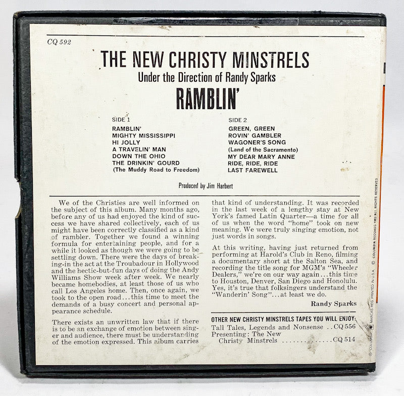 Ramblin' by The New Christy Minstrels Reel to Reel Tape 7 1/2 IPS Columbia