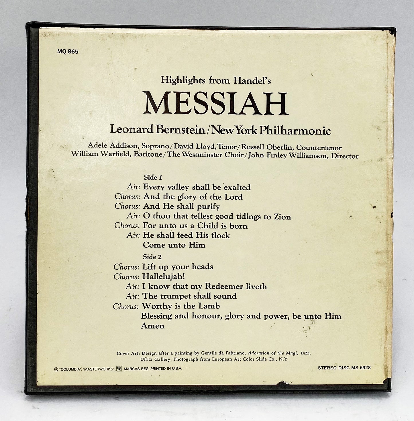 Handel Messiah Leonard Bernstein Reel to Reel Tape 7 1/2 IPS Columbia