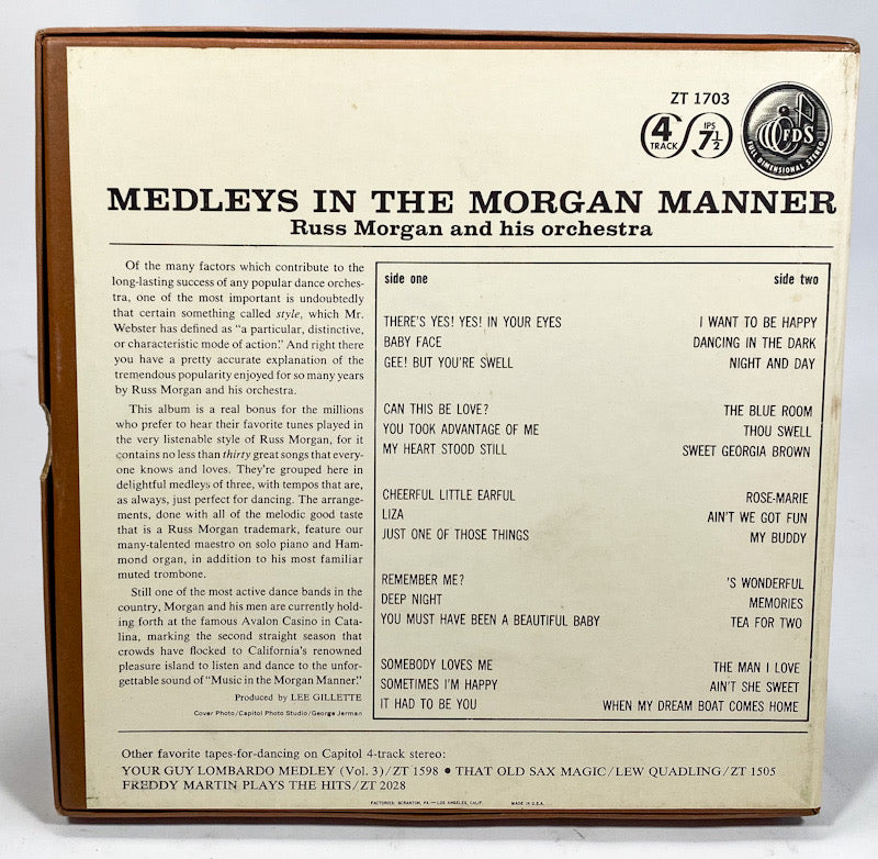 Medleys In The Morgan Manner by Russ Morgan Reel to Reel Tape 7 1/2 IPS Capitol