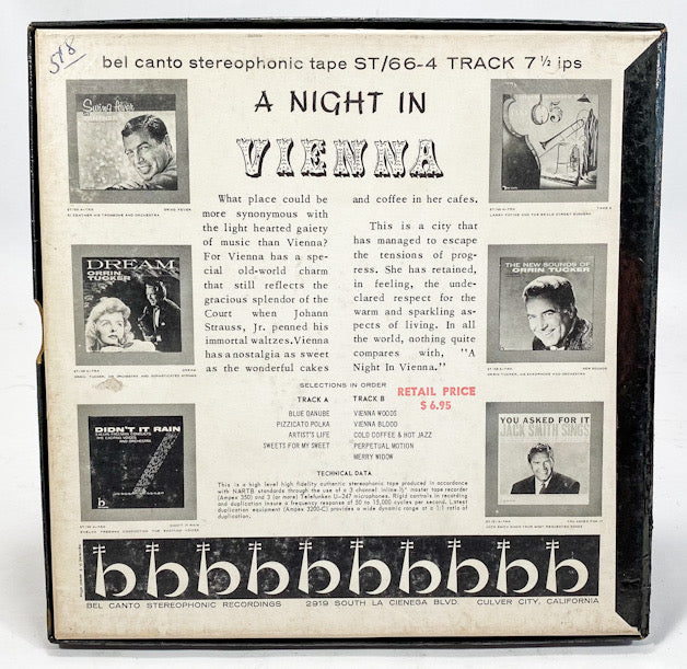 A Night In Vienna by 101 Strings Reel to Reel Tape 7 1/2 IPS Bel Canto