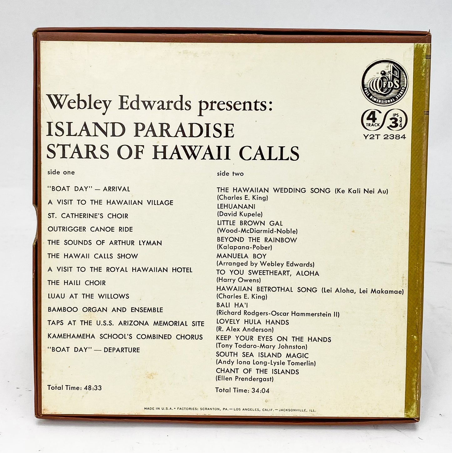 Island Paradise Stars Of Hawaii Calls Webley Edwards Reel to Reel Tape Capitol