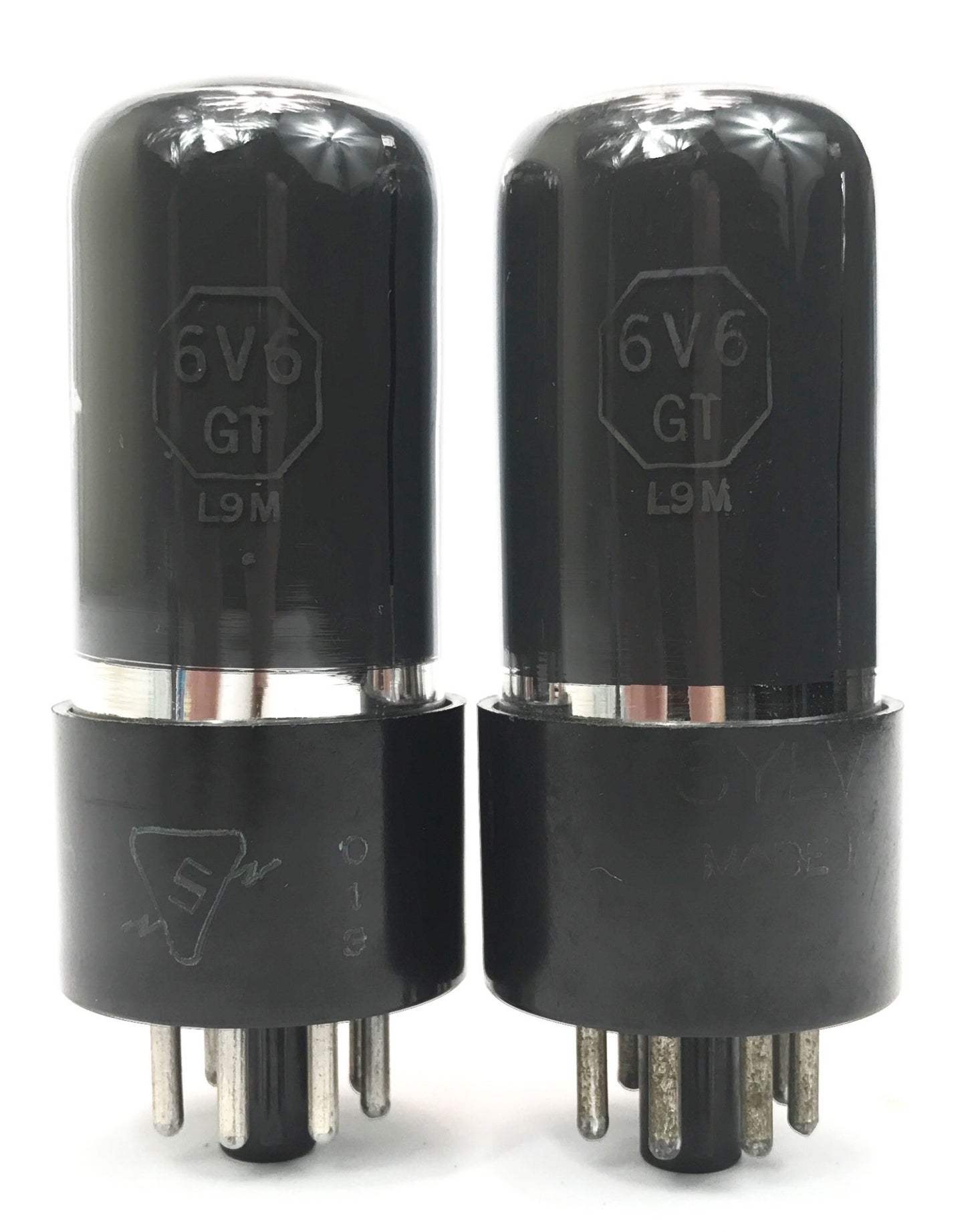 Sylvania 6V6GT Black Plate Bottom D Getter Smoked Glass Matched Vacuum Tubes