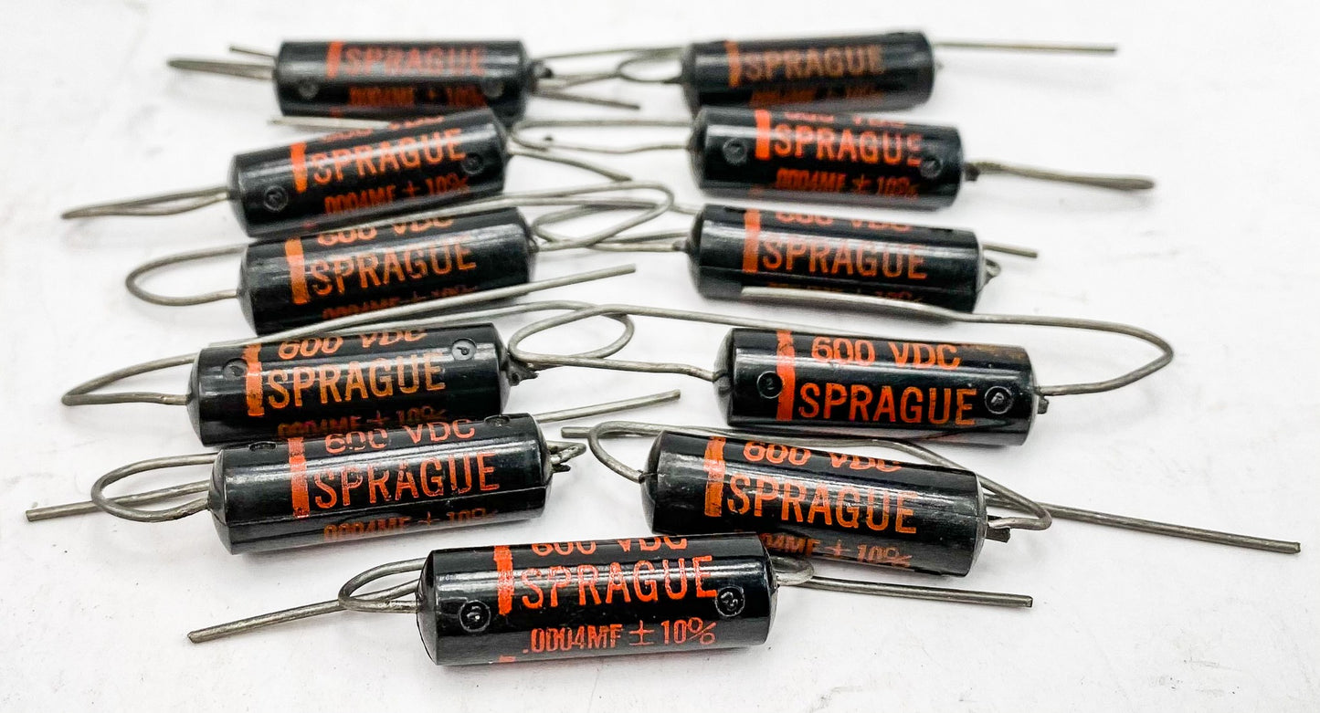 Sprague 0.0004 uf 600 VDC Black Beauty Capacitors 10x NOS