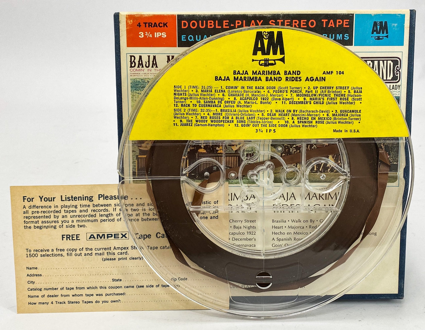 Baja Marimba Band / Baja Marimba Rides Again Reel to Reel Tape 3 3/4 IPS Ampex