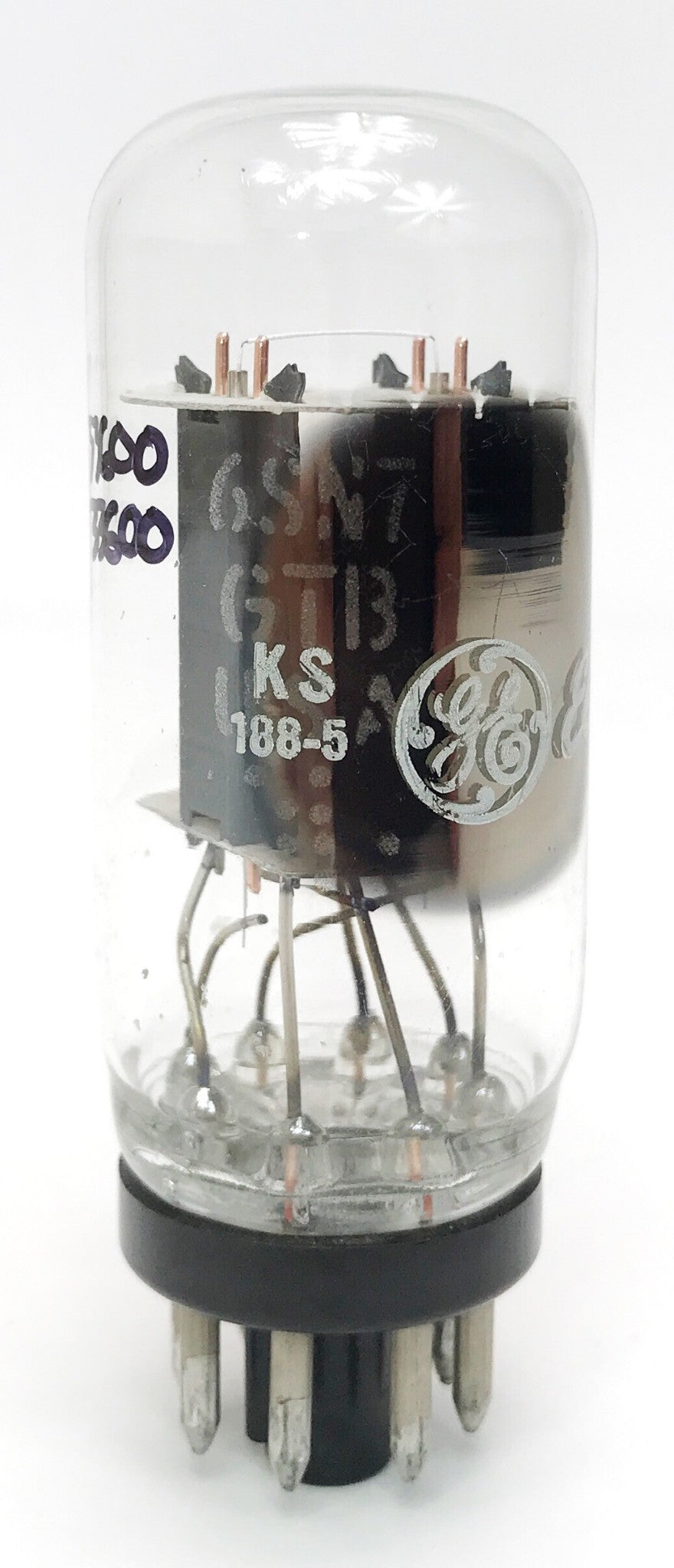 GE 6SN7GTB Grey Plate Side O Getter Coin Base Balanced Vacuum Tube