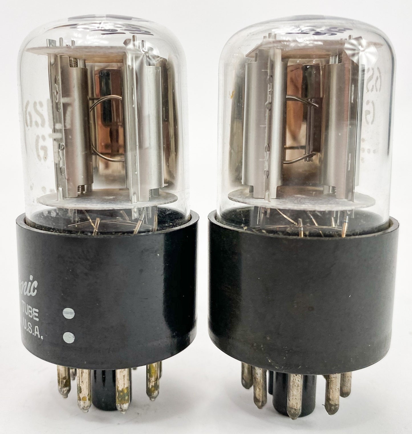 GE 6SL7GT Smooth Silver Plate Side O Getter Balanced and Matched Vacuum Tubes