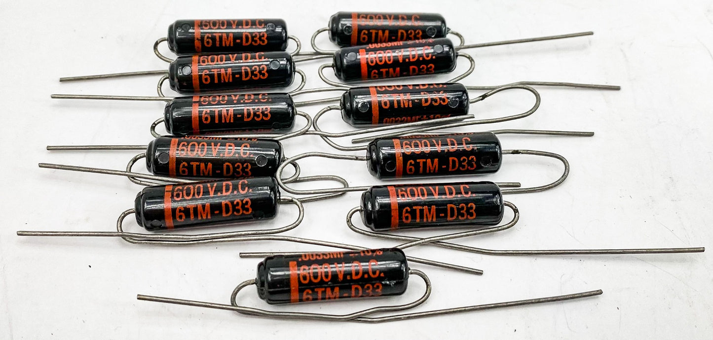 Sprague 0.0033 uf 600 VDC Black Beauty Capacitors 11x NOS