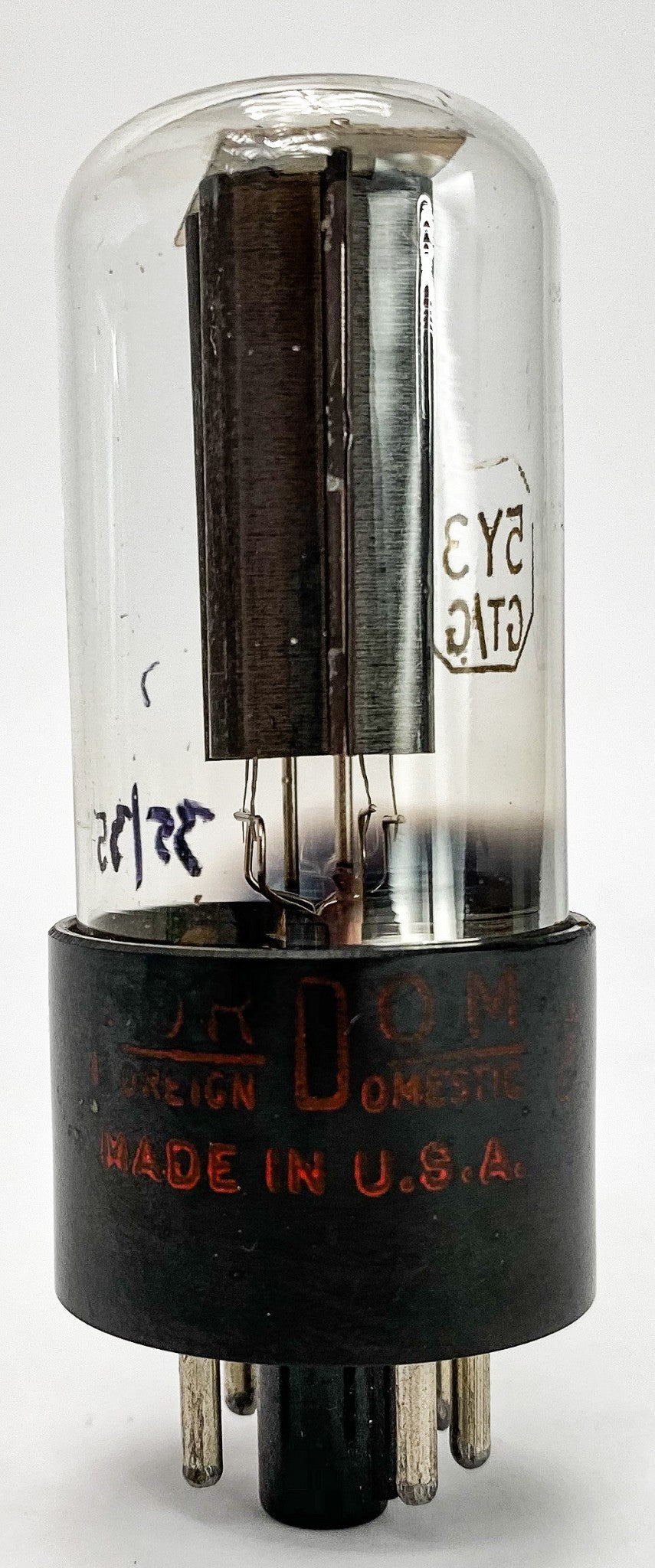 RCA 5Y3GT Black Plate Foil D Getter Balanced Vacuum Tube