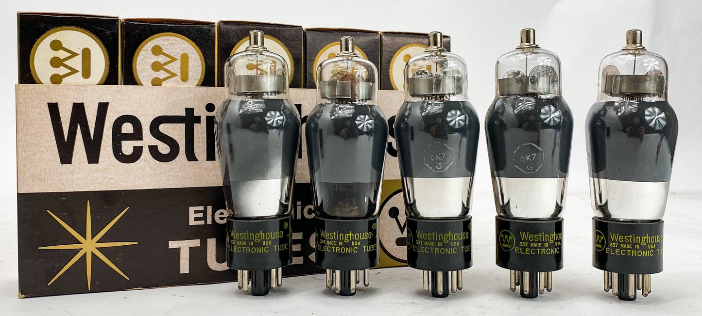 Westinghouse 6K7G Silver Plate Bottom Foil D Getter Vacuum Tubes Set of 5 NIB *