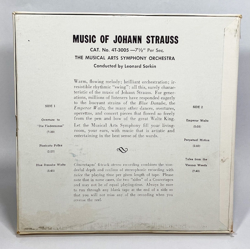 Music Of Johann Strauss Leonard Sorkin Reel to Reel Tape 7 1/2 IPS Concertapes