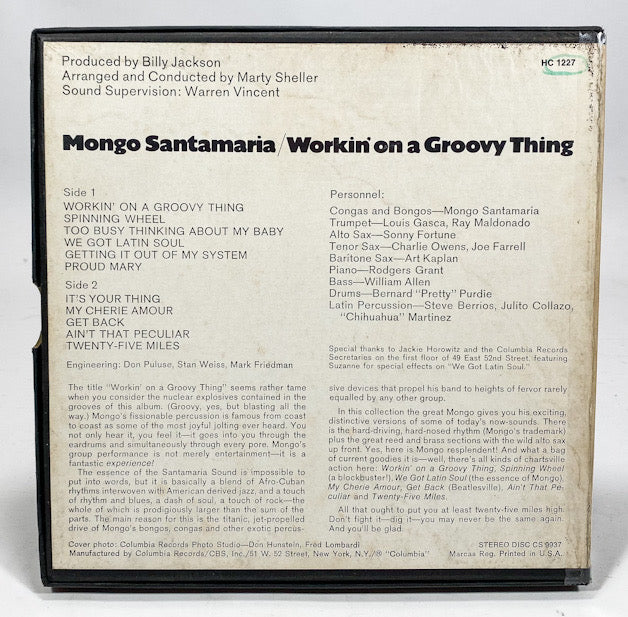 Workin' On A Groovy Thing by Mongo Santamaria Reel Tape 3 3/4 IPS Columbia