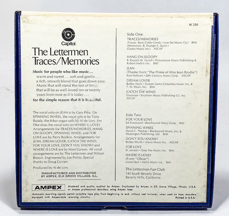 Traces / Memories by The Lettermen Reel to Reel Tape 7 1/2 IPS Capitol