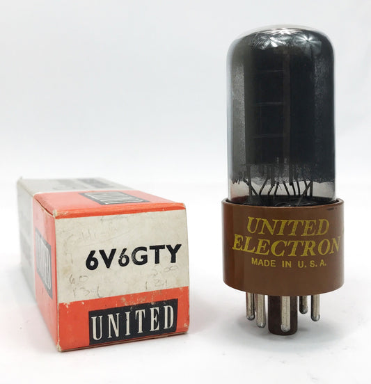 GE for United 6V6GTY Black Plate Dual D Getters Brown Base Tetrode Vacuum Tube