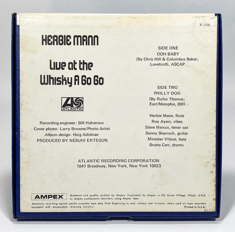 Live At The Whisky A Go Go Herbie Mann Reel to Reel Tape 3 3/4 IPS Atlantic