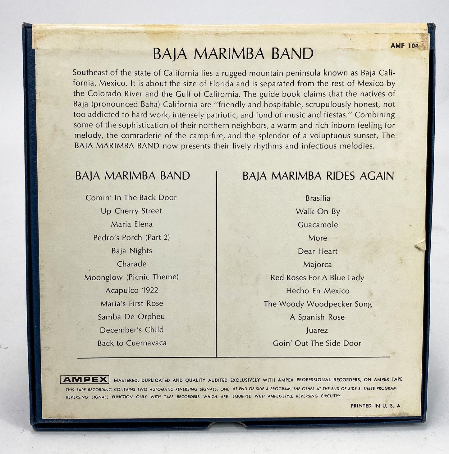 Baja Marimba Band / Baja Marimba Rides Again Reel to Reel Tape 3 3/4 IPS Ampex