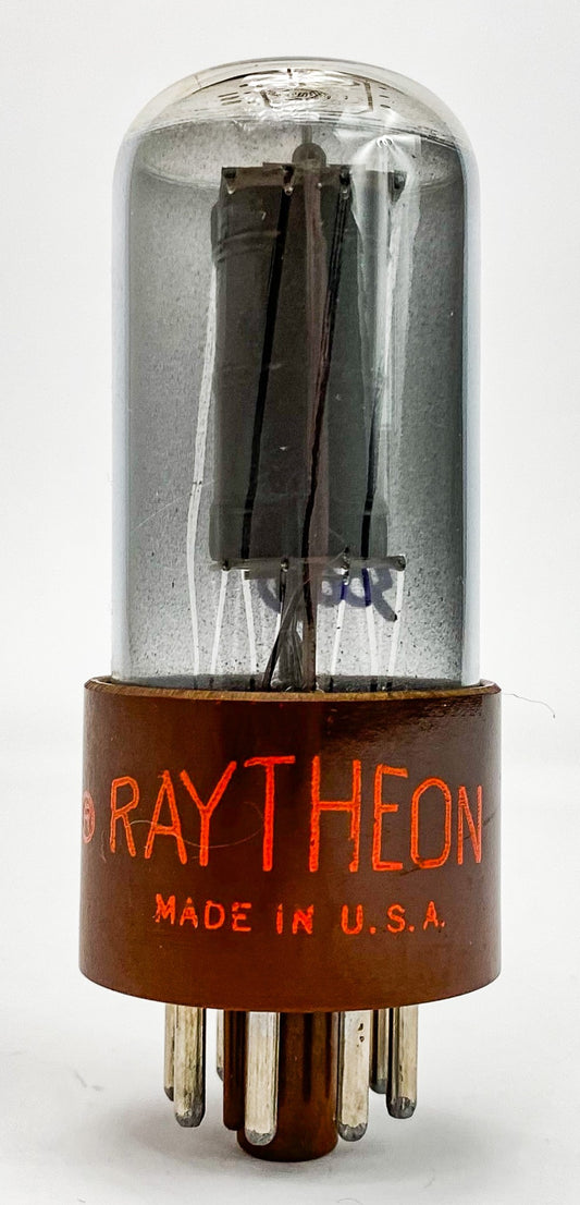 Raytheon 6V6GT Black Plate Bottom Square Getter Brown Base Smoked Glass Tube