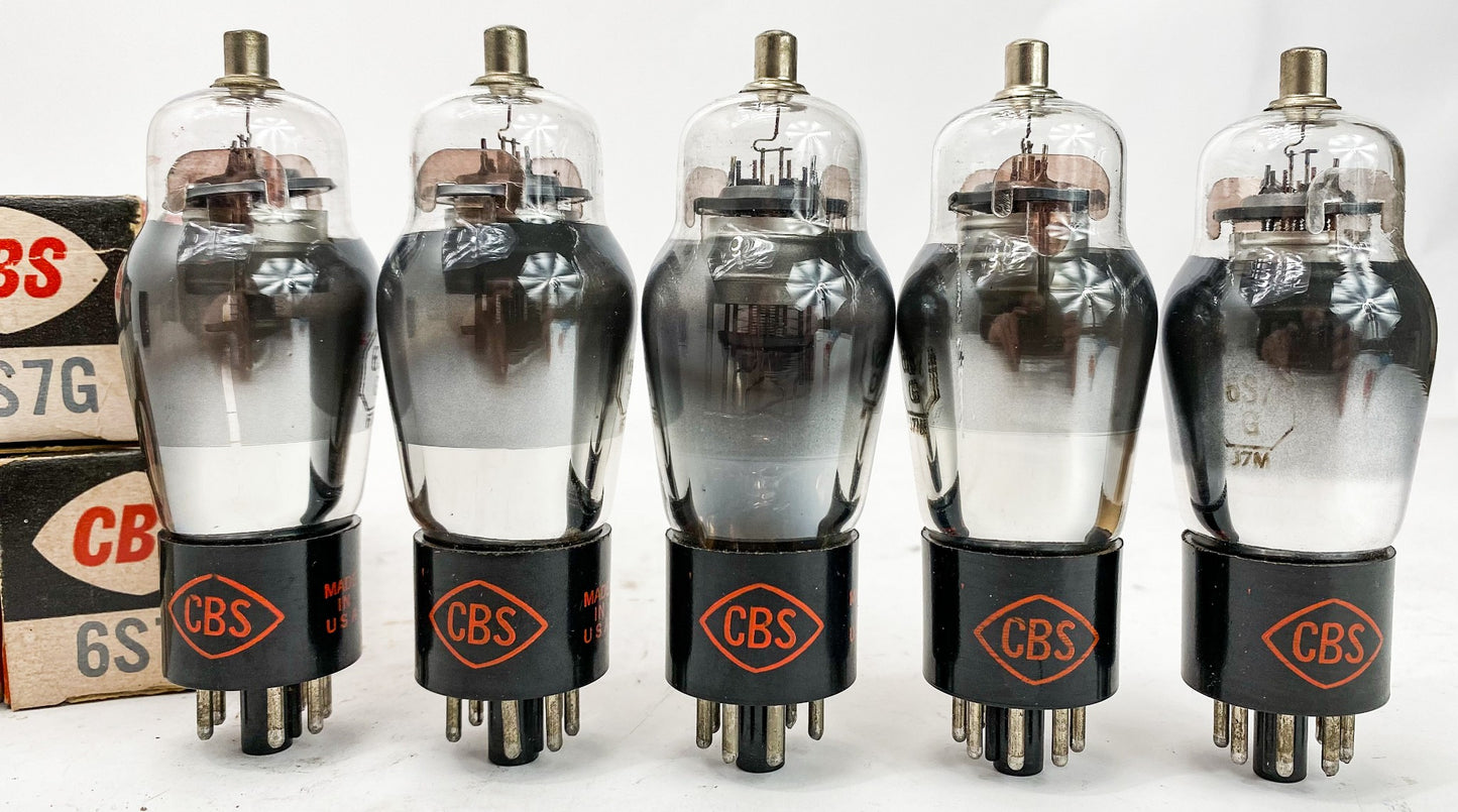 CBS 6S7G Silver Plate Bottom Foil D Getter Vacuum Tubes Set of 6 NIB *