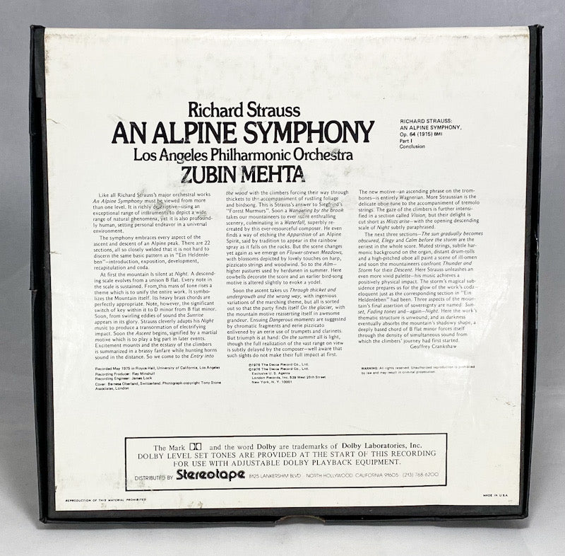 An Alpine Symphony Richard Strauss Mehta Reel to Reel Tape 7.5 IPS London Dolby