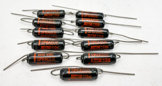 Sprague 0.0022 uf 600 VDC Black Beauty Capacitors 11x NOS