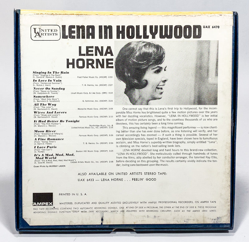 Lena In Hollywood by Lena Horne Reel to Reel Tape 3 3/4 IPS United –  Soundtrack Hi-Fi