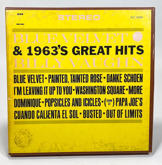 Blue Velvet And 1963's Great Hits by Billy Vaughn Reel Tape 7 1/2 IPS Dot