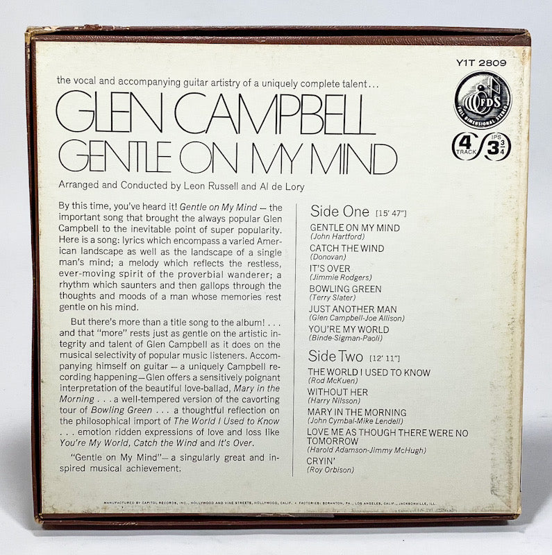 Gentle On My Mind by Glen Campbell Reel to Reel Tape 3 3/4 IPS Capitol