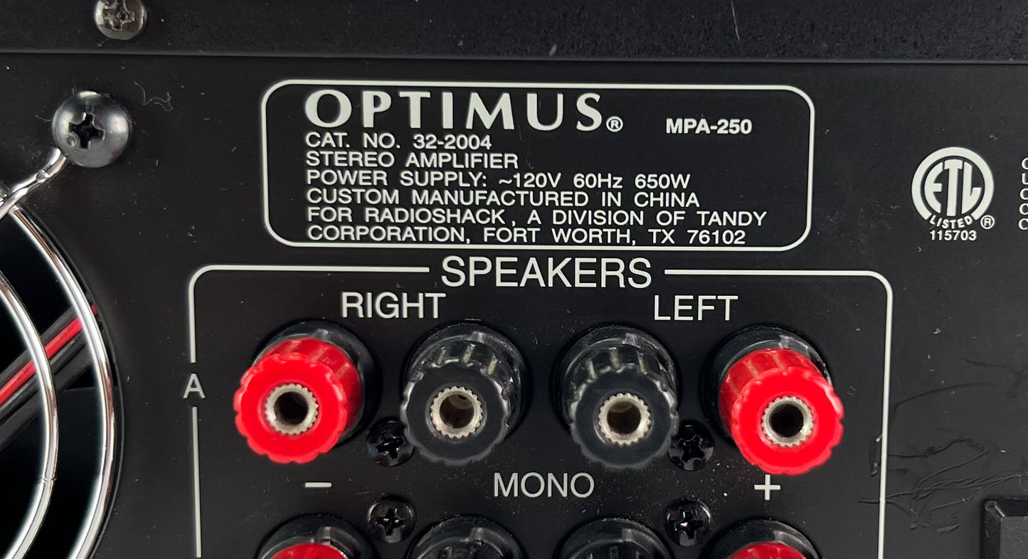 Optimus MPA-250 250 Watt Stereo Power Amplifier